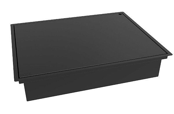Escorredor Embutido Calha Escorredora Inox Pintado Preto 50x40 Tampa