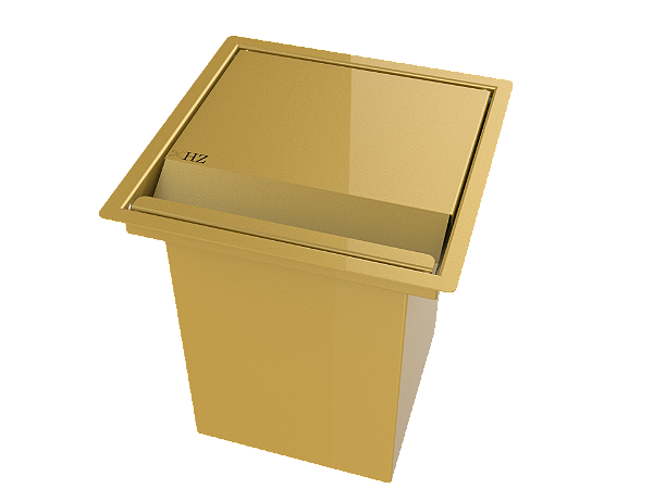 Lixeira Quadrada Pintada Dourado 3,9 L Para Bancada