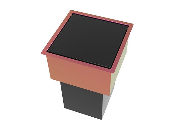 Lixeira Quadrada Pintada Preto E Gold 4 L Para Bancada