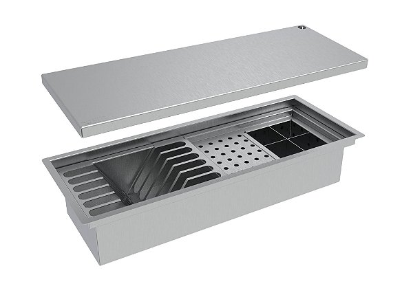 Escorredor Embutido Calha Escorredora Inox com tampa 50cm