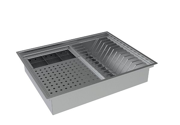 Kit Escorredor Embutido Calha Escorredora 50x40 + Lixeira 3,9l Inox