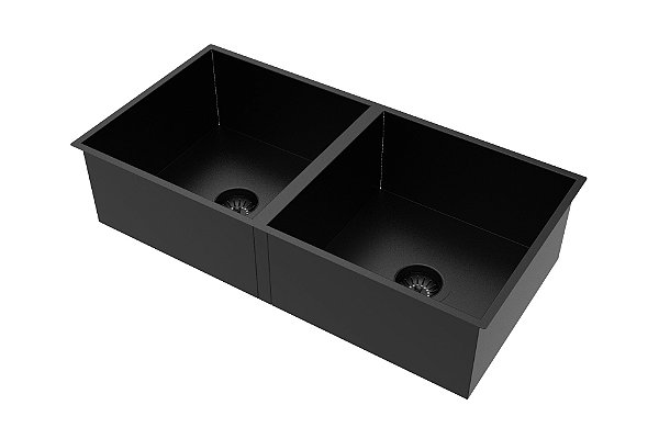 Cuba Inox Dupla Embutir Quadrada Gourmet Preto 800 X 400