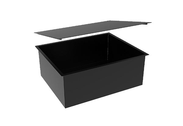 Cuba Inox Preto Embutir Quadrada Gourmet 500 X 400 C/ Tampa