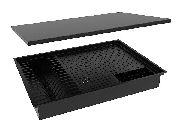 Escorredor Embutido Calha Escorredora Preta 70x50 C/ Tampa