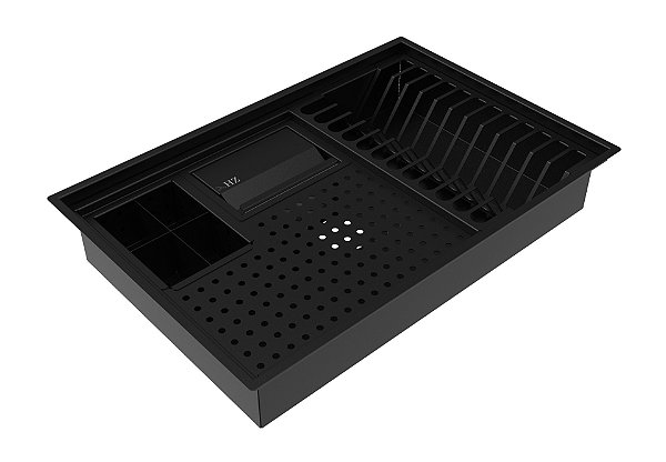 Escorredor Embutido Calha Inox Preta Úmida 60x40 Tampa