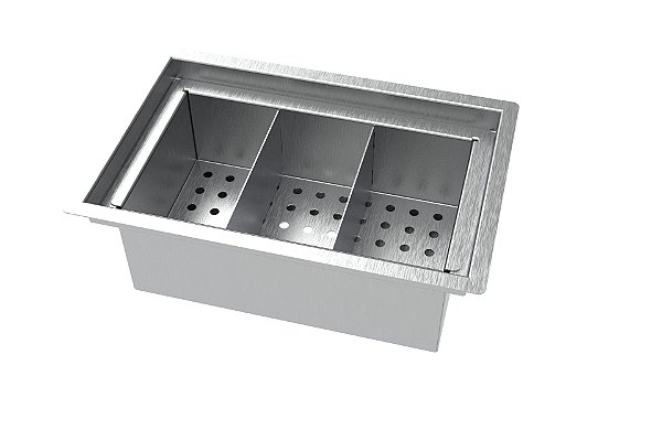 Escorredor Embutido Para Talheres 210x115mm 3 Divisões Inox
