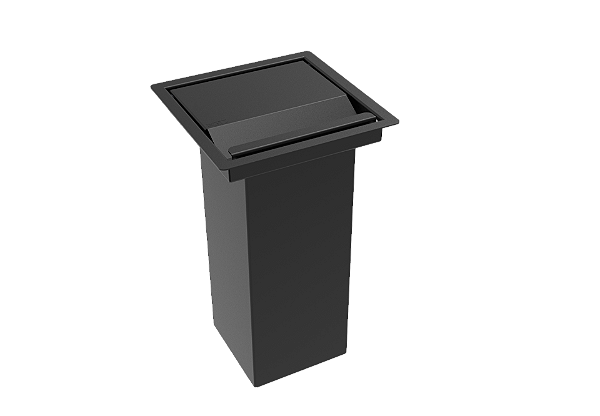 Lixeira Inox Preta Quadrada 15x15 Embutir 2 L Para Bancada
