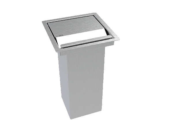Lixeira Inox Quadrada 15x15 Embutir 2 L Para Bancada