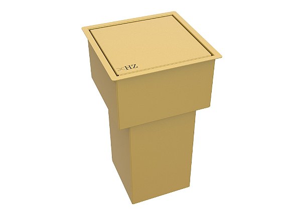 Lixeira Quadrada Pintada Dourado 5l P/ Bancada- Tampa Click