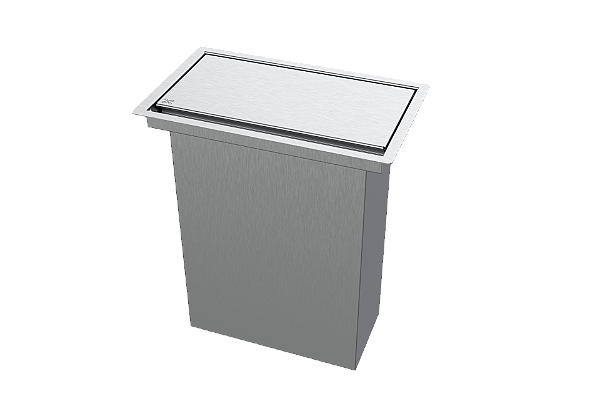 Lixeira Retangular De Embutir Bancada Inox 4,1 L