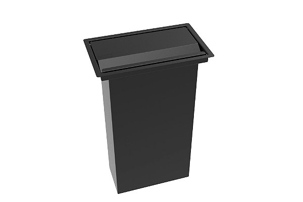 Lixeira Retangular De Embutir Bancada Preta 7,1 L