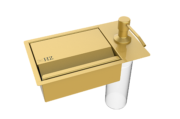 Porta Esponja Com Dispenser Detergente De Embutir Dourado
