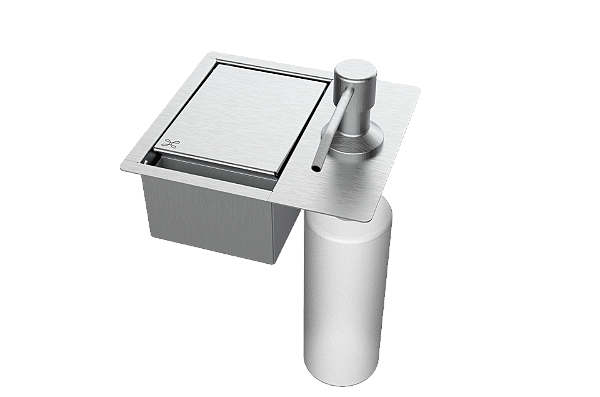 Porta Esponja Com Dispenser Detergente De Embutir Inox