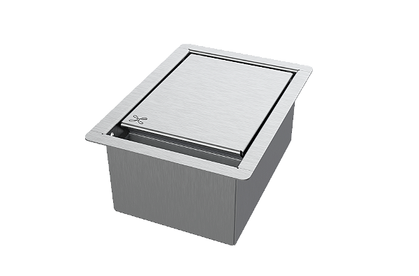 Porta Esponja Inox Com Tampa Embutir Granito 15x11cm