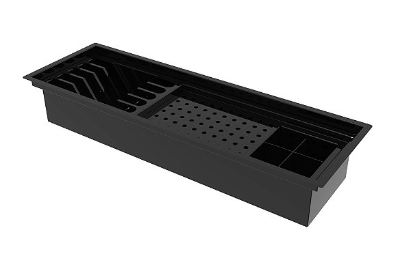 Kit Calha 600 + Cuba 500x400 + Lixeira 3,9l Preto