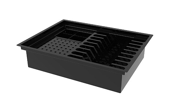 Kit Calha Escorredora 43x33 + Porta Esponja Pintado Preto
