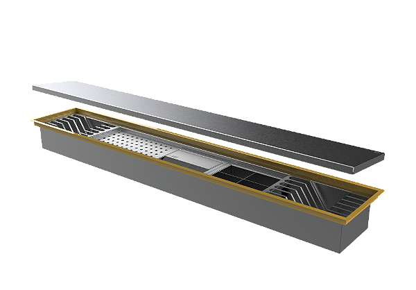 Escorredor Embutido Calha Inox Com Dourado 1114 C/ Tampa