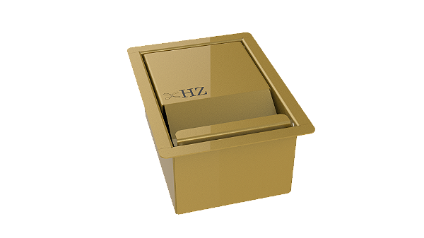 Porta Esponja Inox Com Tampa Embutir Granito 15x11cm Dourado