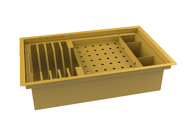 Escorredor Embutido Calha Inox Úmida Dourado 40x26cm