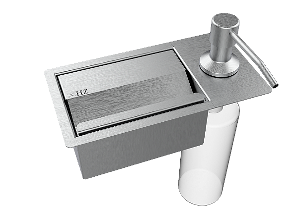 Porta Esponja Com Dispenser Detergente De Embutir Inox