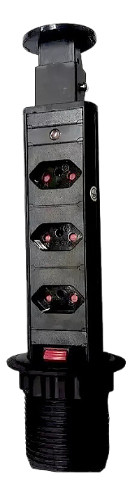 Torre Tomada Elétrica Embutir ToMars 3 Tomadas Preto