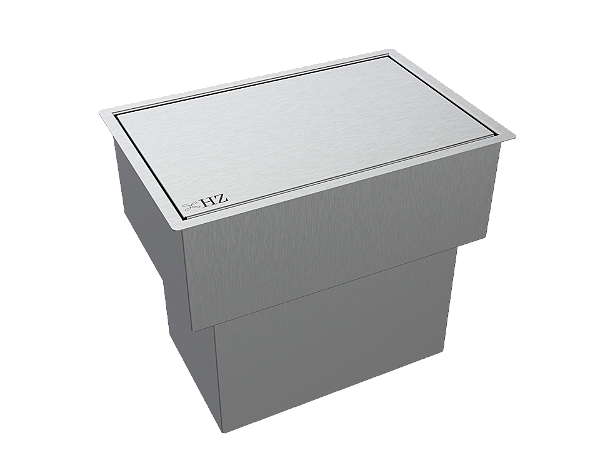 Lixeira Inox Retangular Embutir Na Bancada 11l Tampa Click