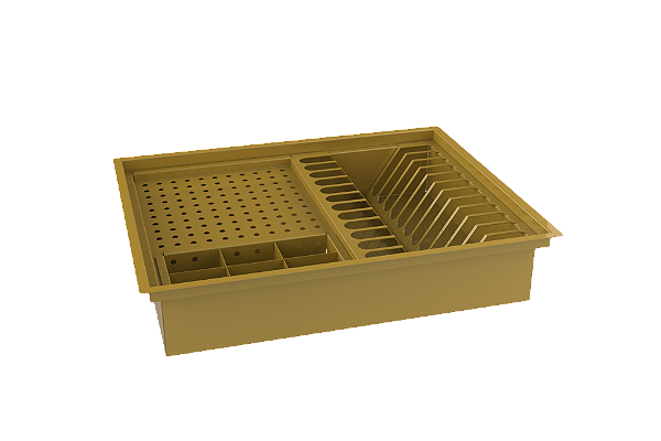 Escorredor Embutido Calha Inox Úmida Dourado 50x40