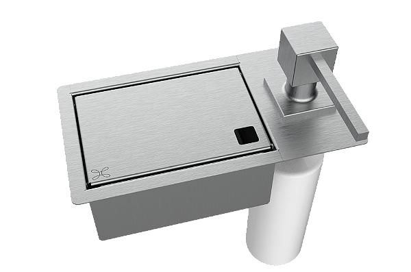 Porta Esponja 21x11cm C/ Dispenser Detergente Inox Quadrado