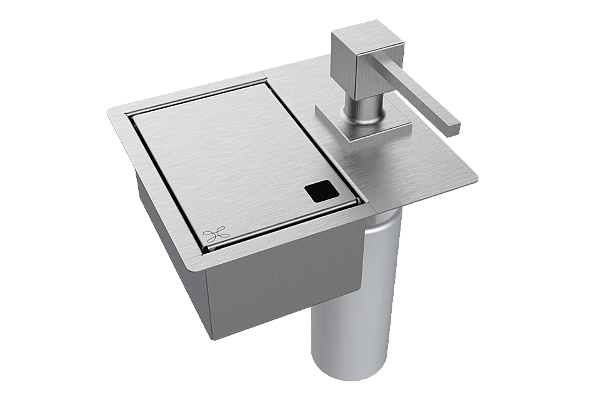 Porta Esponja Dispenser Detergente Quadrado Inox 17x15cm Tampa Lisa