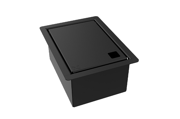 Porta Esponja Inox Com Tampa Lisa Embutir Granito 15x11cm Preto