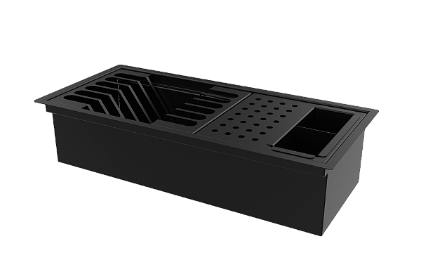 Escorredor De Embutir / Sobrepor Calha Inox Úmida Preta 42cm