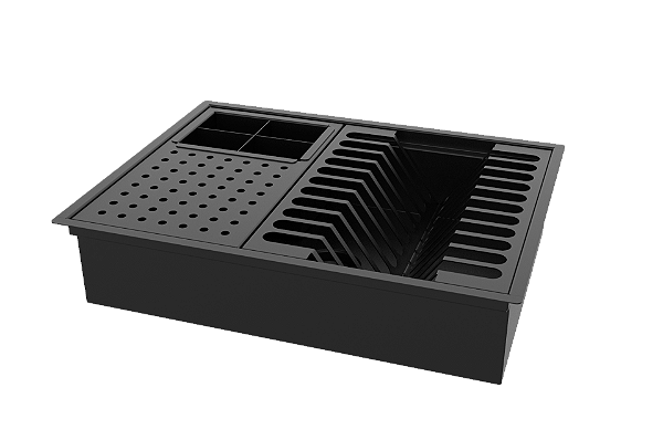 Escorredor De Embutir / Sobrepor Calha Inox Preta 43x33cm