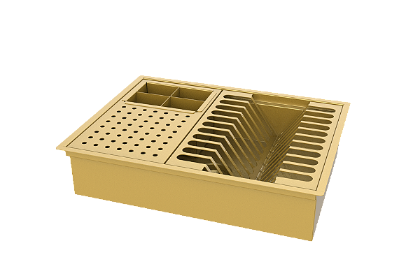 Escorredor De Embutir / Sobrepor Calha Inox Dourado 43x33cm