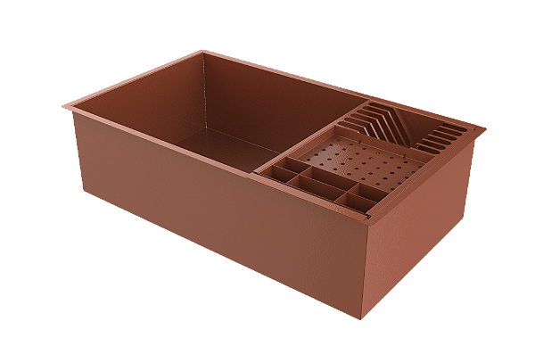 Cuba 70x40cm + Cesto Escorredor Inox Rosê Embutir Gourmet
