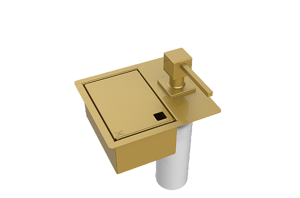Porta Esponja C/ Dispenser Detergente Quadrado 17x15cm Dourado
