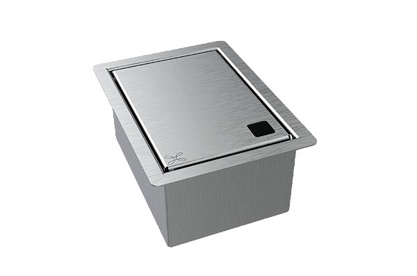 Porta Esponja Inox Escovado Com Tampa Lisa Embutir Granito 15x11cm