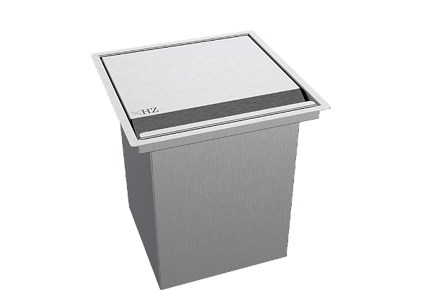 Lixeira Quadrada Embutir Inox 9,3 L Para Bancada