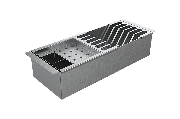 Cesto Escorredor 15cm Inox 3 Módulos Para Cuba 40cm