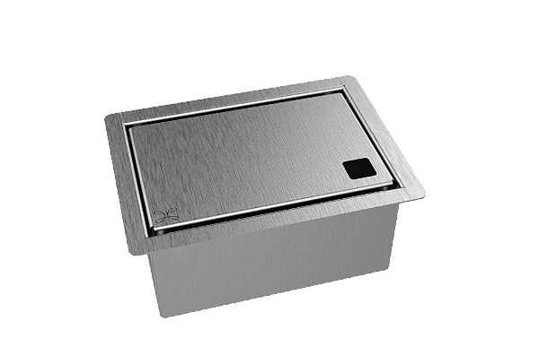 Porta Esponja Inox Escovado Com Tampa Lisa Embutir Granito 15x11cm Horizontal