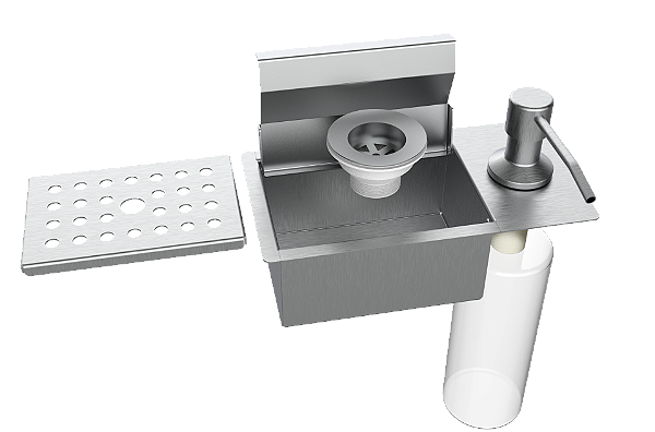 Porta Esponja C/ Dispenser E Válvula De Escoamento 21x11cm Inox