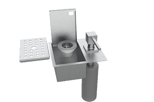 Porta Esponja C/dispenser E Válvula De Escoamento 17x15cm Inox - Tampa Lisa