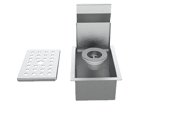 Porta Esponja De Embutir Inox C/ Válvula Para Cozinha Pia 15x11cm