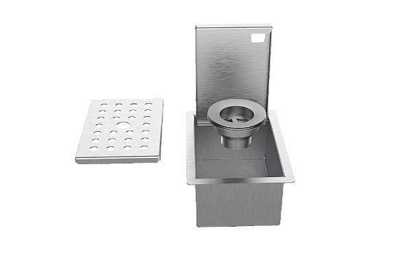 Porta Esponja De Embutir Inox C/ Válvula Para Cozinha Pia 15x11cm Tampa Lisa