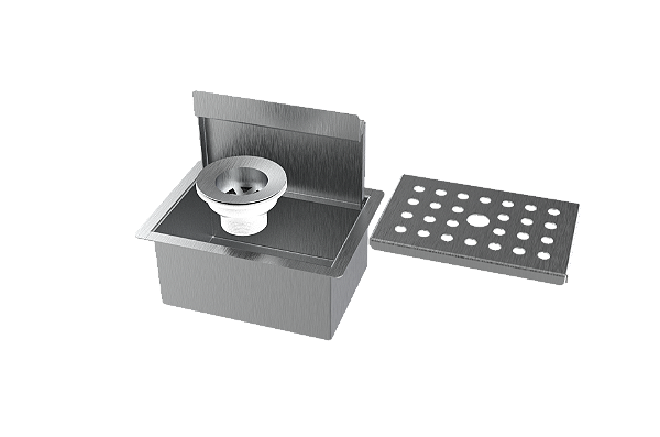Porta Esponja Inox Escovado C/ Válvula Para Cozinha Pia Embutir 15x11cm Horizontal