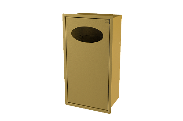 Lixeira Retangular Dourado 5,5 L Para Parede - Tampa Click