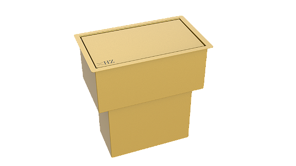 Lixeira Retangular 4 L De Embutir Bancada Dourada- Tampa de Click