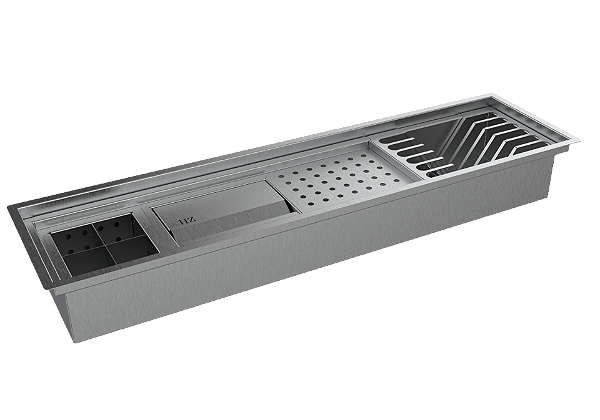 Escorredor Embutido Calha Inox Úmida C/ Porta Esponja 75cm