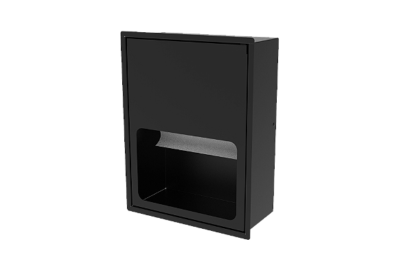 Suporte Fardo Papel Embutir Na Parede Preto Para Lavabo