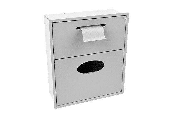 Lixeira Retangular 35x40cm Branca 5,5 L C/ Suporte Papel Higiênico Para Parede - Tampa Click