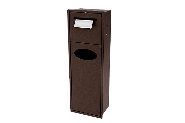 Lixeira Retangular Marrom 5,5 L C/ Suporte Papel Higiênico Para Parede - Tampa Click